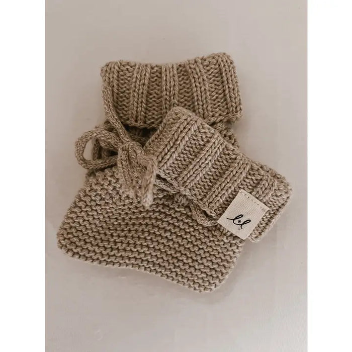 Baby Booties | Organic Knit | Heather Beige | Luna + Luca