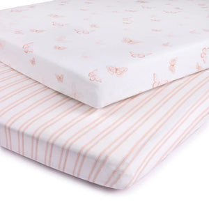 Crib Sheet Two Pack | Butterfly & Stripe | Ely's & Co