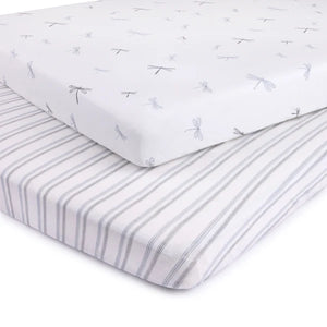 Crib Sheet Two Pack | Dragonfly & Stripe | Ely's & Co