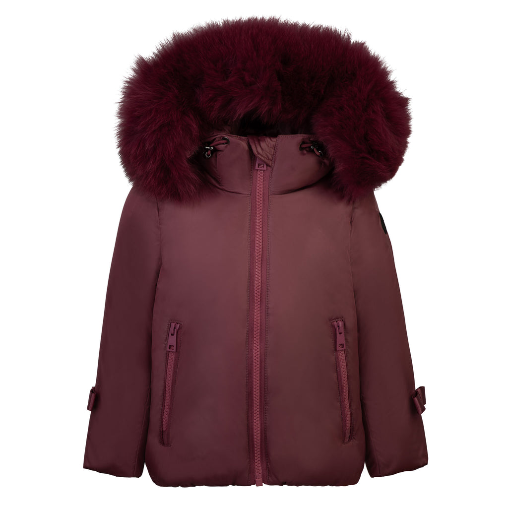 Baby Girl Jacket  | Dark Mauve With Bow On Sleeve | Pramie | AW24