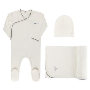 Baby Boy Layette Set | Organic Cotton Little One | Ivory/Blue | Ely's & Co