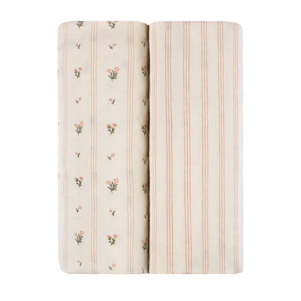 Crib Sheet Two Pack | Pink Linear Floral | Ely's & Co