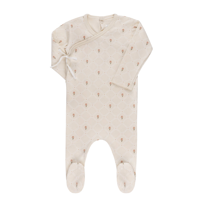 Baby Girl Layette Set | Floral Grid Collection | Ivory/Pink | Ely's & Co | SS25