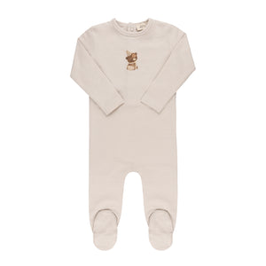 Baby Boy Footie | Organic Bear Collection | Tan | Ely's & Co | SS25