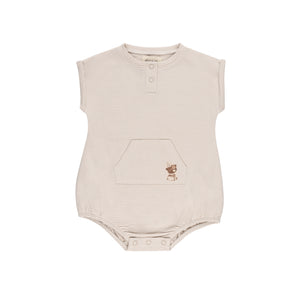 Baby Boy Romper | Organic Bear Collection | Tan | Ely's & Co | SS25