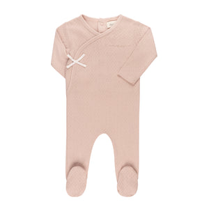 Baby Girl Footie | Amore Pointelle Collection | Pink/Rose Gold | Ely's & Co | SS25