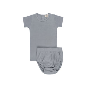 Baby Boy Short 2 Piece Set | Amore Pointelle Collection | Blue/Silver | Ely's & Co | SS25