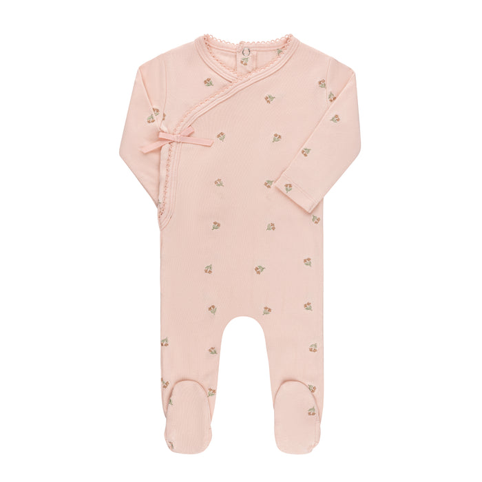 Baby Girl Footie | Embroidered Collection | Pink Tulip | Ely's & Co | SS25