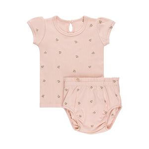 Baby Girl Short 2 Piece Set | Embroidered Collection | Pink Tulip | Ely's & Co | SS25