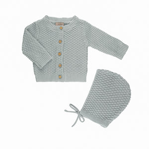 Baby Boy 3 Piece Set | Knit | Dusty Blue | Tricot Bebe