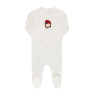 Baby Girl Footie | Organic French Terry French Girl | Ivory | Ely's & Co