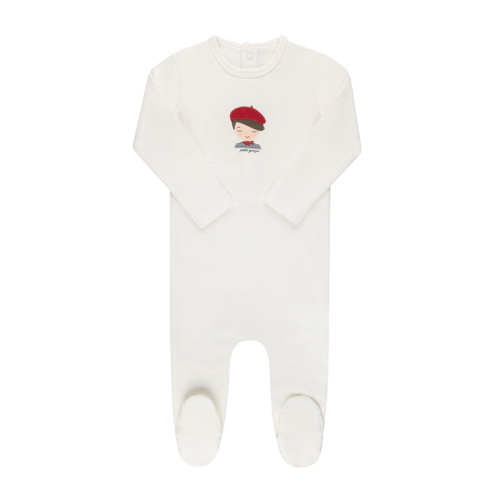 Baby Boy Footie | Organic French Terry French Boy | Ivory | Ely's & Co