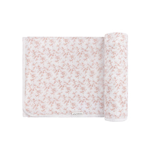 Baby Muslin Swaddle | Velour Vine Pattern |Pink on Ivory | Ely's & Co