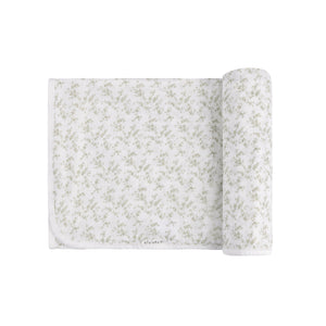 Baby Muslin Swaddle | Velour Vine Pattern |Sage on Ivory | Ely's & Co