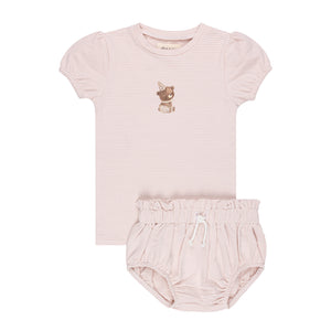 Baby Girl Short 2 Piece Set | Organic Bear Collection | Pink | Ely's & Co | SS25