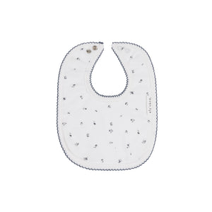 Baby Boy Bib | Velour Cluster Leaf | Ivory/Blue | Ely's & Co