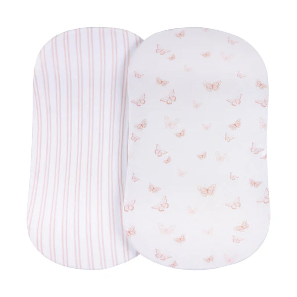 Crib Sheet Two Pack | Butterfly & Stripe | Ely's & Co