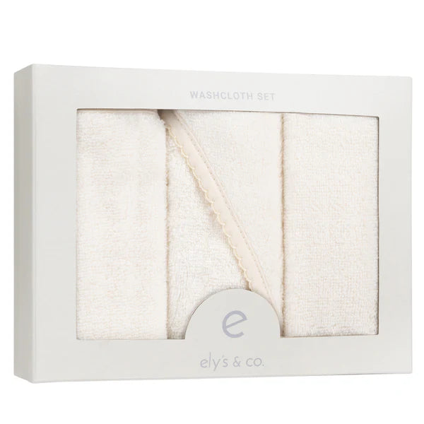 Baby Washcloth | Scalloped | Cream | Ely's & Co