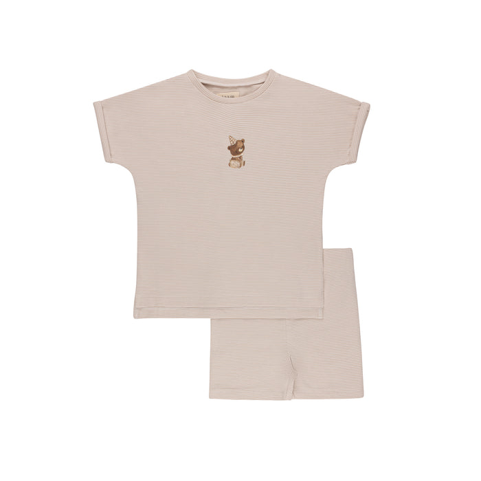 Baby Boy Short 2 Piece Set | Organic Bear Collection | Tan | Ely's & Co | SS25