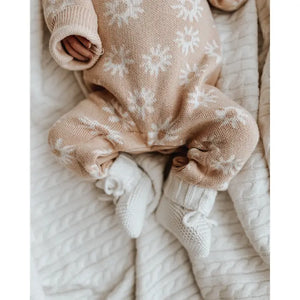 Baby Booties | Organic Knit | White | Luna + Luca