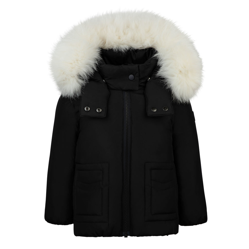 Baby Boy Jacket | Black With White Fur | Pramie | AW24