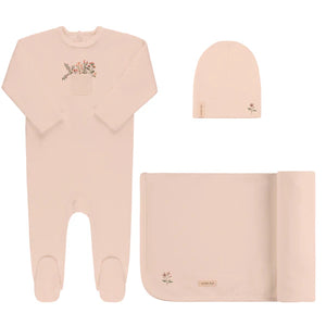 Baby Girl Layette Set | Velour Pocket Full of Flowers | Pink | Ely's & Co