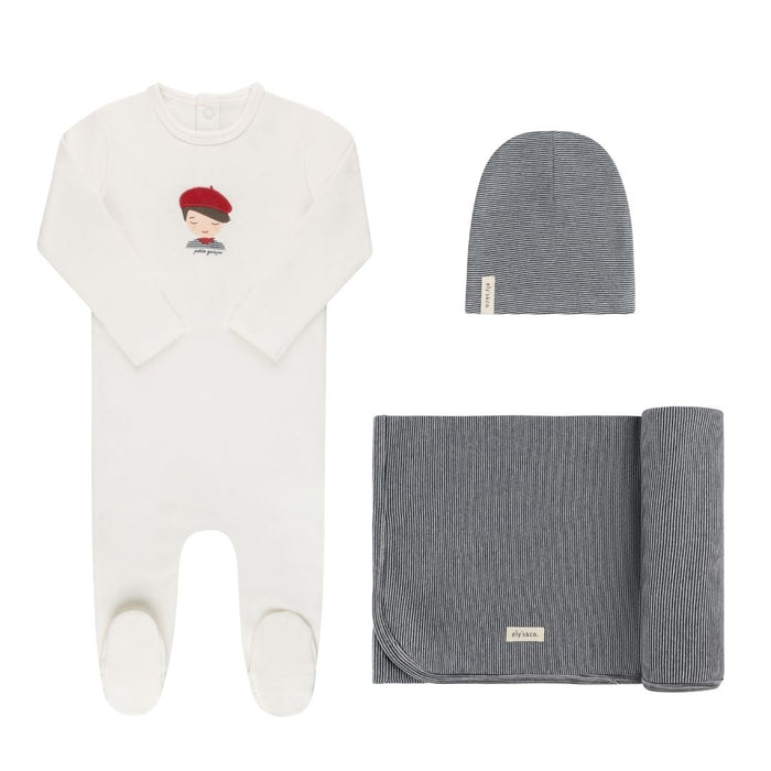 Baby Boy Layette Set | Organic French Terry French Boy | Ivory | Ely's & Co