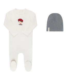 Baby Boy Footie + Hat | Organic French Terry French Boy | Ivory | Ely's & Co