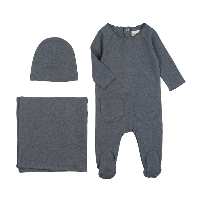 Baby Boy Layette Set | Heathered Roll Neck | Sea Blue | Mema | AW23