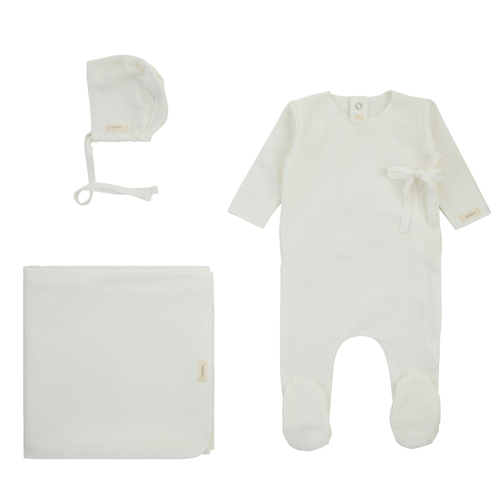 Baby Boy Footie + Bonnet | Side Wrap | Blue | Cream Bebe | AW24