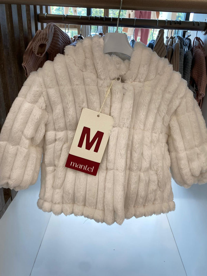 Baby Neutral Jacket | Vertical Striped Fur | Off White | Mantel