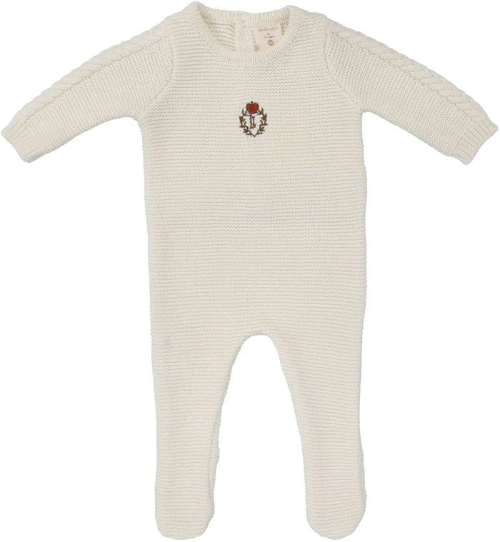 Baby Boy Footie | Crest Knit | Cream Boy | Lil Legs