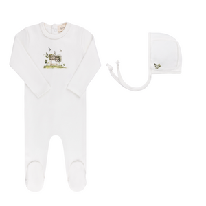 Baby Boy Footie + Hat | Watercolor Cradle Collection | Ivory Boy | Ely's & Co | SS25