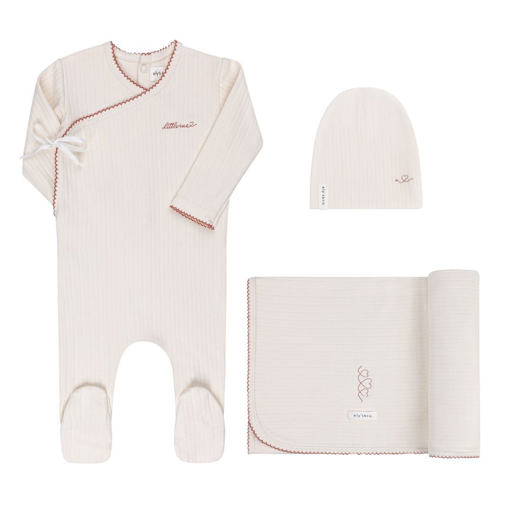 Baby Girl Layette Set | Organic Cotton Little One | Ivory/Pink | Ely's & Co