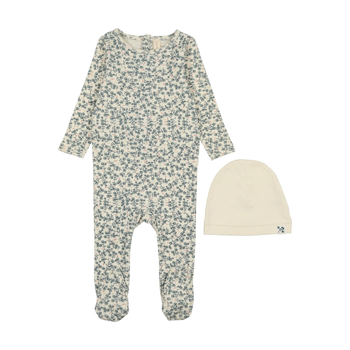 Baby Boy Footie + Hat | All Over Floral | Slate | Lil Legs | SS25