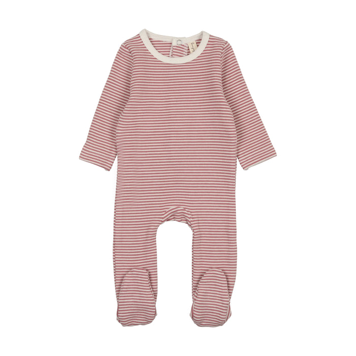 Baby Girl Footie | Stripe | Berry | Bonjoy Baby