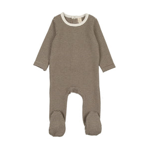 Baby Boy Footie | Stripe | Taupe | Bonjoy Baby