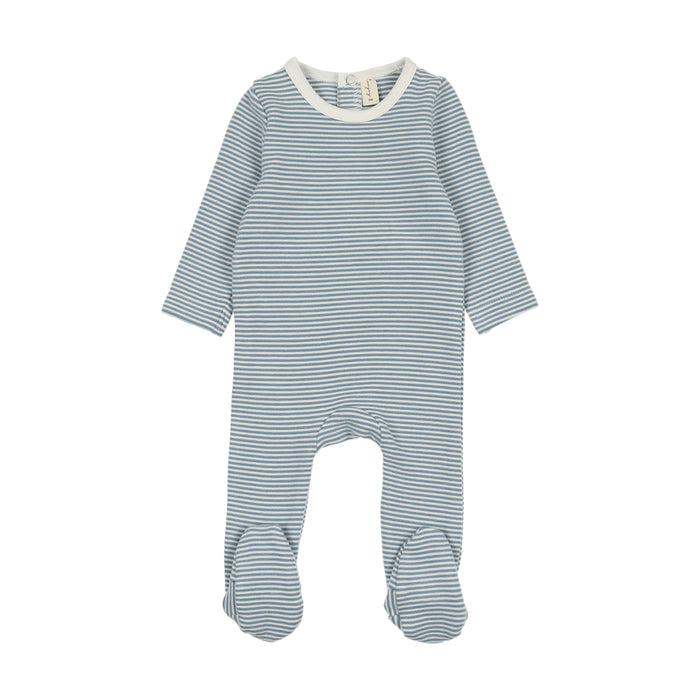 Baby Boy Footie | Stripe | Denim/Blue | Bonjoy Baby