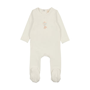 Baby Boy Footie | Teddy | Winter White/Blue | Bonjoy Baby