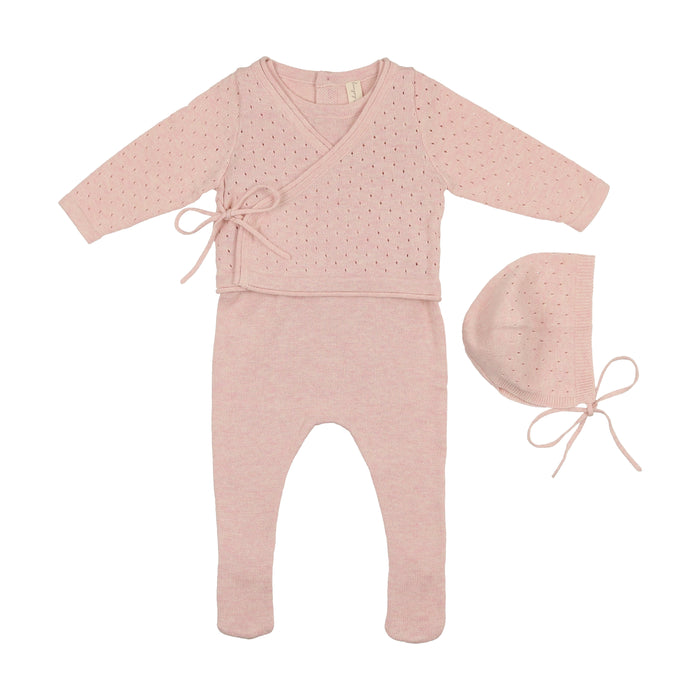 Baby Girl Layette Set | Knit Overlay | Baby Pink | Bonjoy Baby