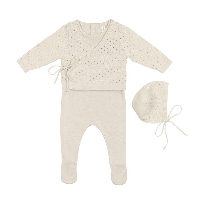 Baby Neutral Layette Set | Knit Overlay | Ivory | Bonjoy Baby