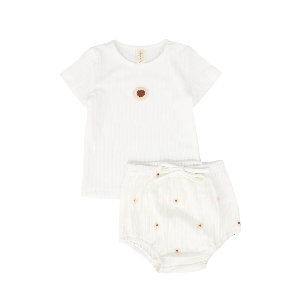 Baby Girl Bloomer Set | Flower Print  | Ivory | Bebe Jolee | SS25