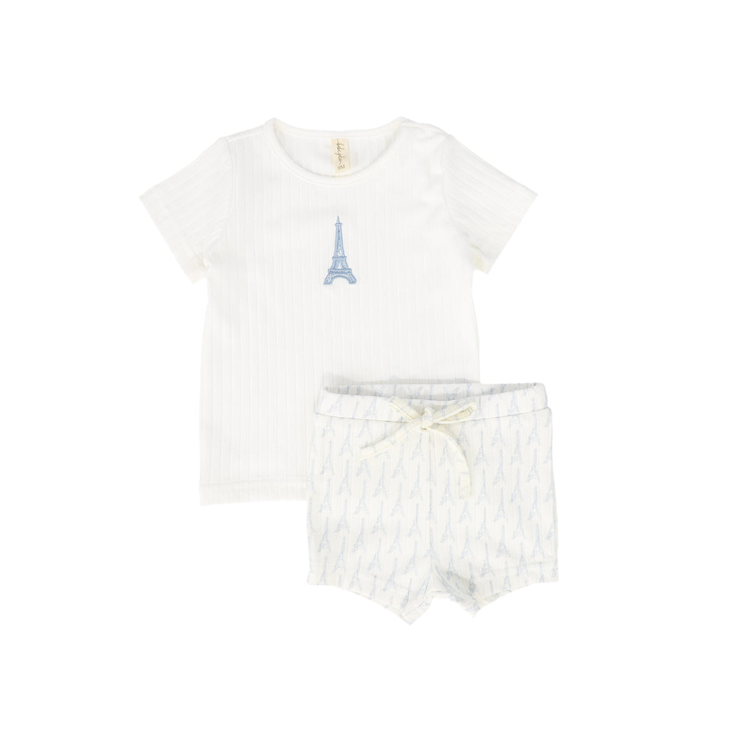 Baby Boy Short Set | Eiffel Tower  | Ivory | Bebe Jolee | SS25