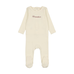 Baby Girl Footie | Cotton Word | Milk/Pink | Lil Legs | SS25