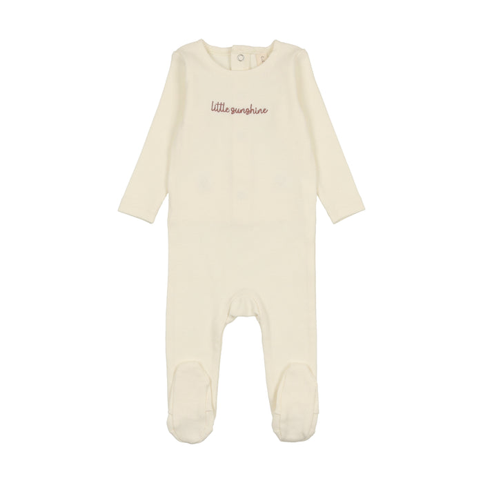 Baby Girl Footie | Cotton Word | Milk/Pink | Lil Legs | SS25