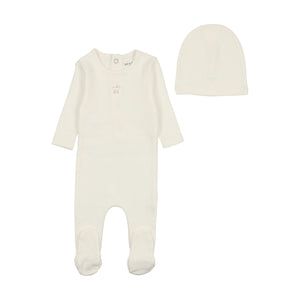 Baby Neutral Footie + Hat | Classic Pointelle Carriage | Ivory | Bee and Dee