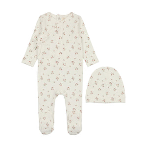 Baby Girl Footie + Hat | Dainty Floral | Winter White/Floral | Lil Legs | SS25