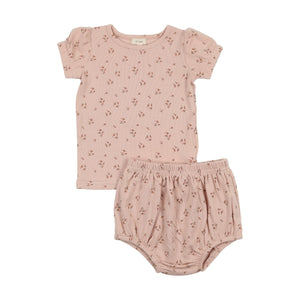 Baby Girl Short Sleeve Set | Dainty Floral | Shell Pink/Floral | Lil Legs | SS25