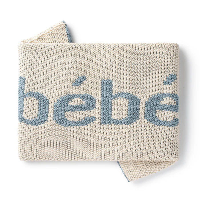 Knit Baby Blanket | Bebe | Blue | Domani Bebe