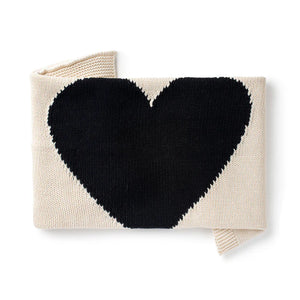 Knit Baby Blanket | Heart | Black | Domani Bebe